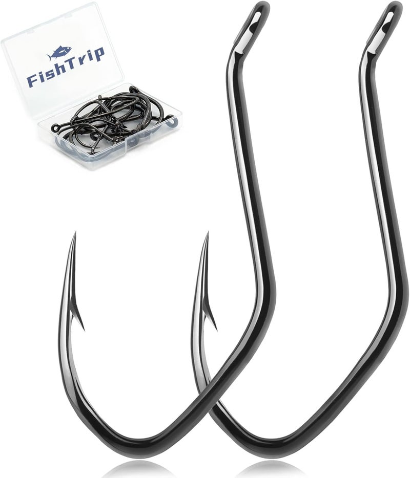 FishTrip Catfish Hooks Big River Hooks, 25/50pcs Live Cut Bait Fishing Hook for Catfishing Flathead Saltwater Freshwater - Image 1